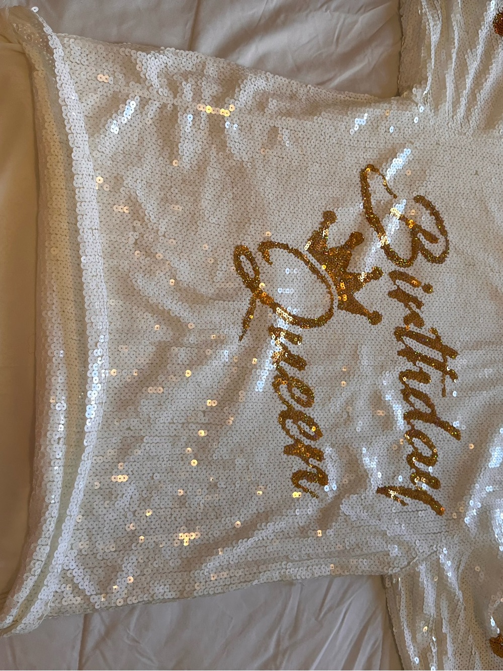 White "Birthday Queen" Sequin Party shirt dress - Picture 6 of 7